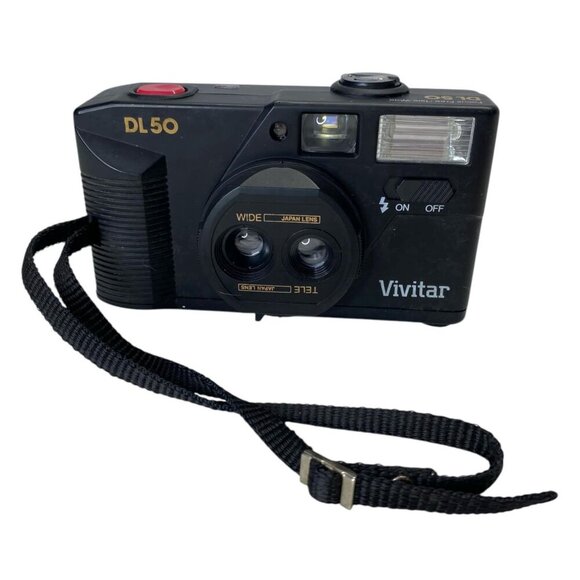 Vivitar DL50 Dual Telephoto Wide Lens 35mm Film Point and Shoot Camera Vintage - Picture 1 of 8